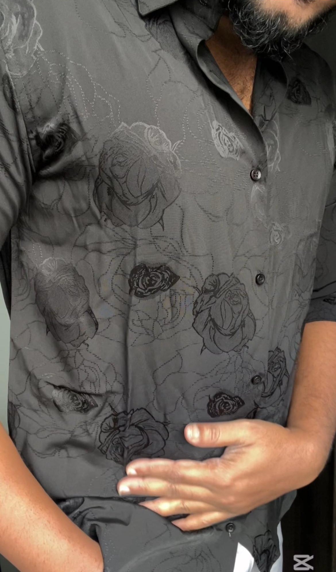 Premium Black party wear Floral shirt